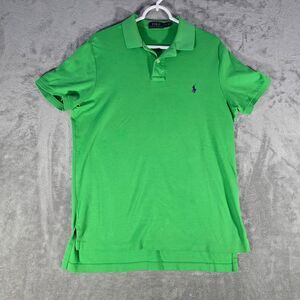 Polo Ralph Lauren Classic Green Polo Shirt Cotton Casual Golf Tennis‎ L Large
